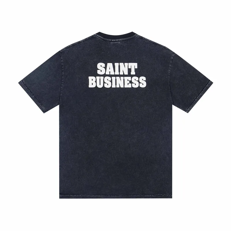 130💰S03# SAINT MICHAEL retro high street distressed vinTAGE short-sleeved T-shirt 15 washed black S,M,L,XL